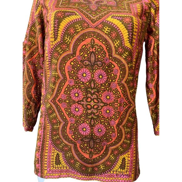 Vera Neumann Vintage 1960s Print Shirt Orange Pink Size XS/S - Picture 4 of 9